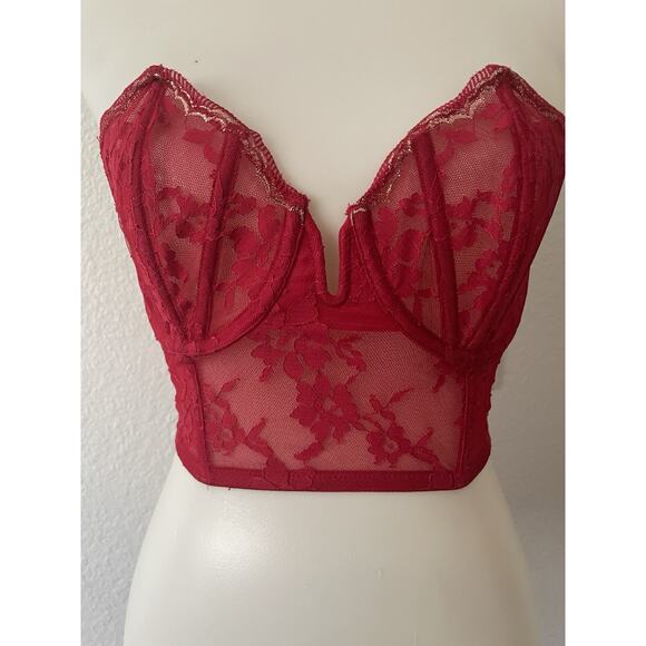 Victoria's Secret Bra Bustier Plunge Floral Lace Lingerie - Picture 1 of 7